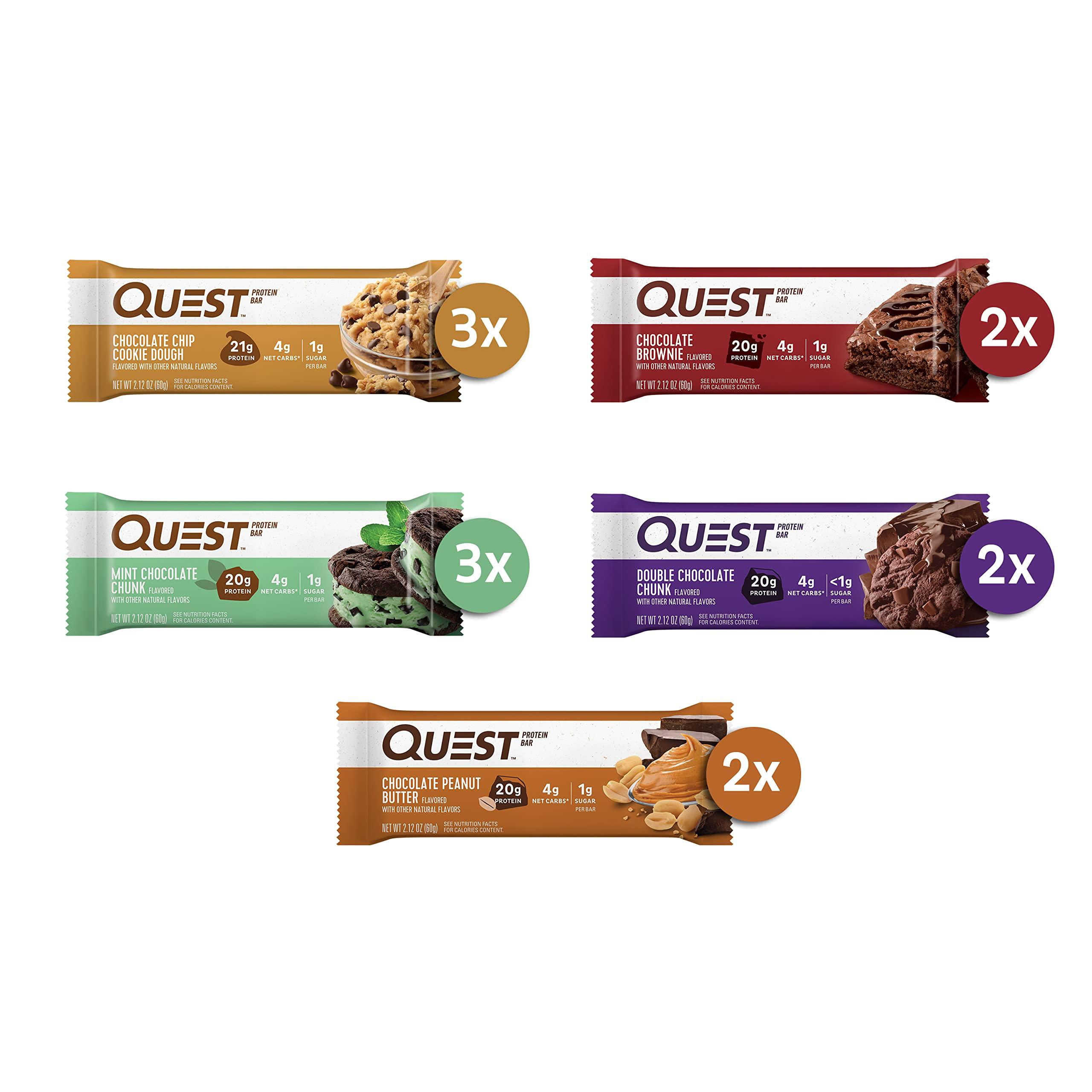 Quest Nutrition Quest Chocolate Lovers Protein Bar Variety Pack with Mini Cookie Dough Bars, High Protein, Gluten Free, 12 + 14 Count