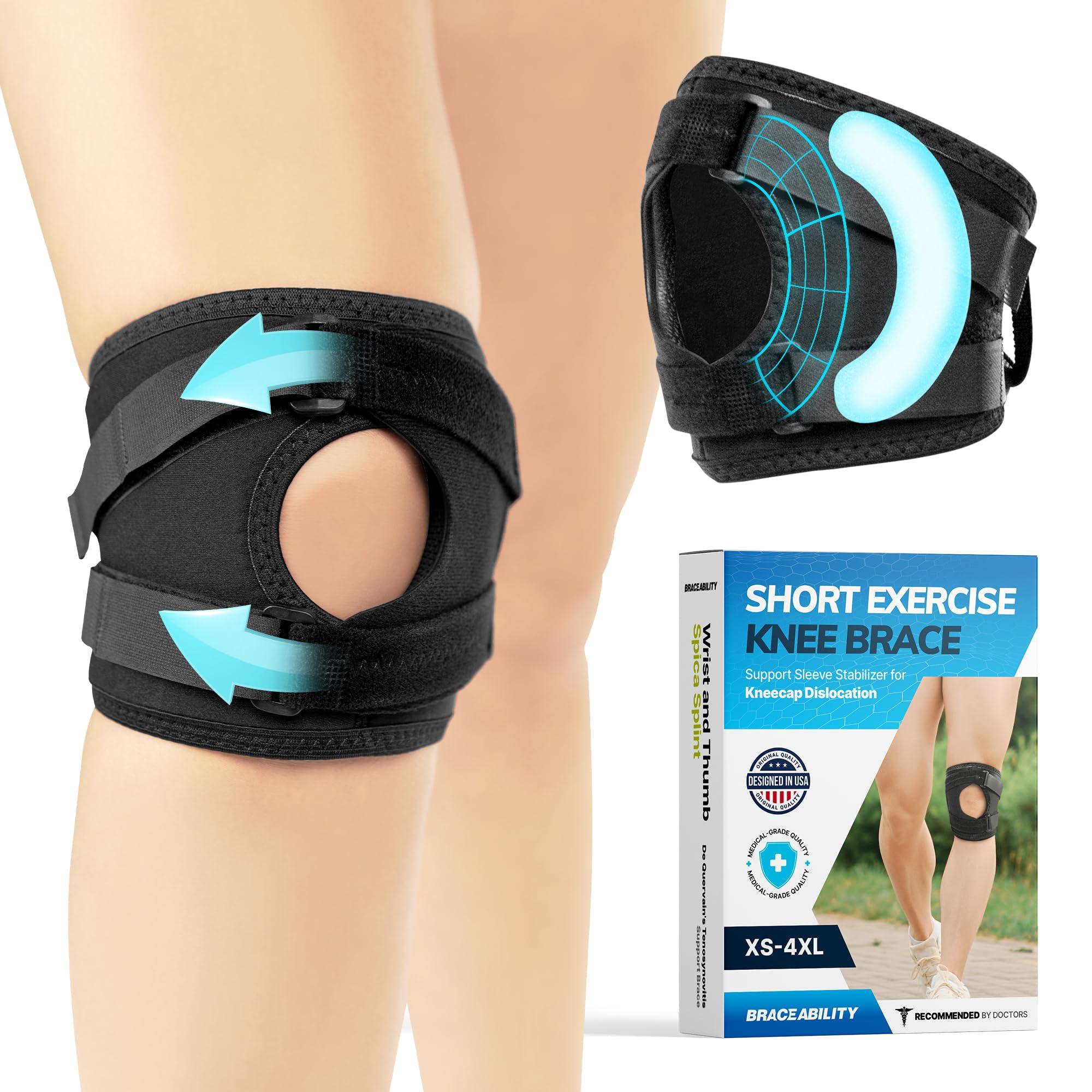 BraceAbility BraceAbility Short Patellar Tracking Knee Brace - Pull-On Running, Exercise, Athletic Support Stabilizer for Post Kneecap Dislocation, Tendonitis, Patellofemoral Pain and MCL/LCL Injuries (Small)