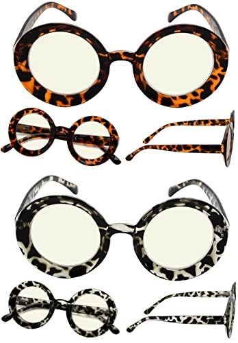 LUR LUR Blue Light Blocking Reading Glasses for Women - 4 Pack Round Computer Readers +1.00