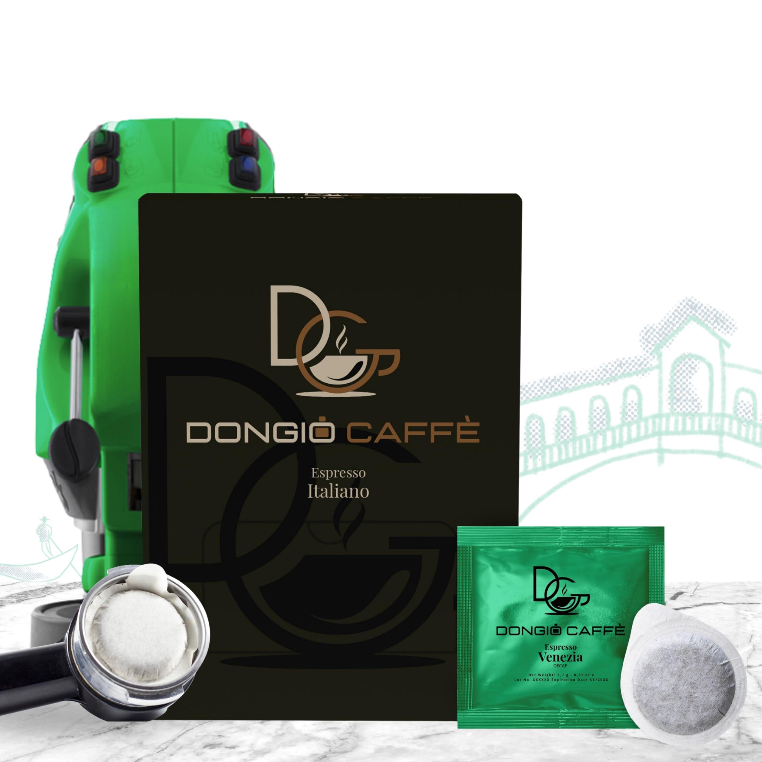 DONGIO CAFFE Dongi Caff Espresso Venezia (decaffeinated), ESE 44mm Pods, Blended and Roasted in Italy 50 Single-Serve Coffee Pods, Med-Dark Roast (Intensity 8/10)