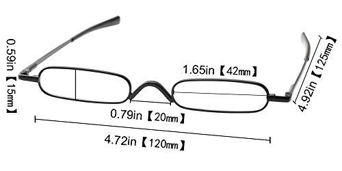 SOOLALA SOOLALA Super Slim Compact Reader Reading Glasses Reader w/Pen Clip Tube Case, BlackGunRed, 2.75