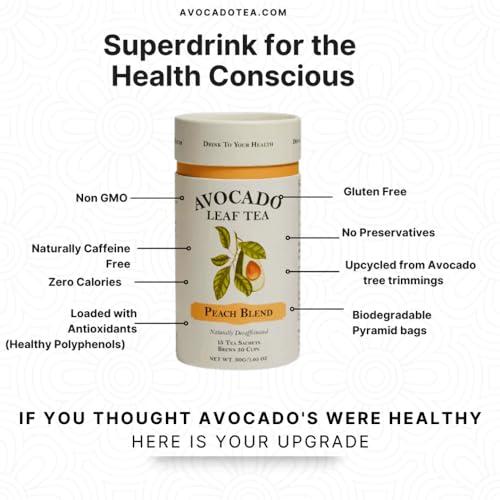 avocado leaf tea Avocado Leaf Tea Peach Tea Caffeine-free | Herbal Tea | Immune Support | Cold Brew or Hot Tea | 15 Tea Bags -30 Servings (Gluten Free, Non-GMO)