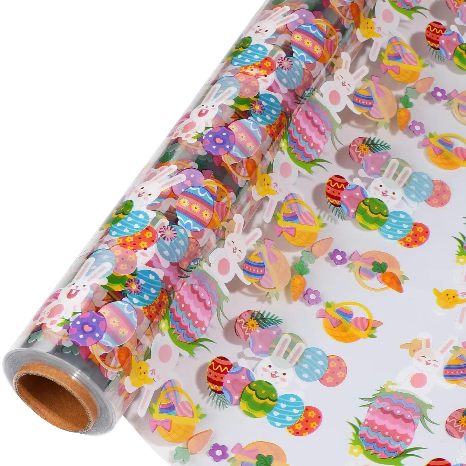 shareluck shareluck 100ft Easter Cellophane Wrap - Easter Cellophane Wrapping paper for Gift Baskets, Treat-Easter Design & Eggs Cellophane. (100ft Long x 16 Wide)