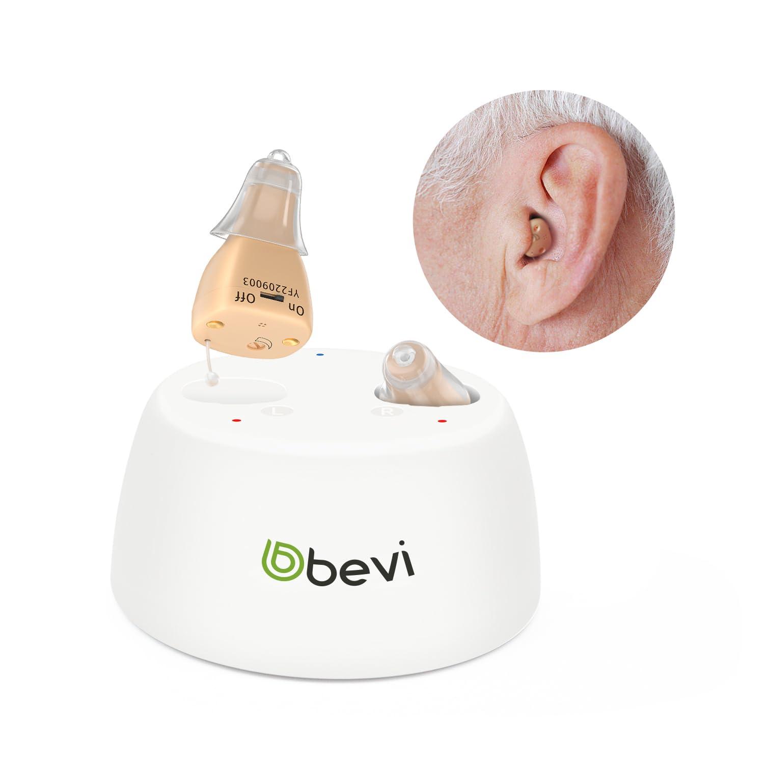 BEVI BEVI Rechargeable Hearing Aids for Adults Seniors, OTC Hearing Aids for Adults Seniors Rechargeable with Noise Cancelling, Invisible Hearing Aid Beige