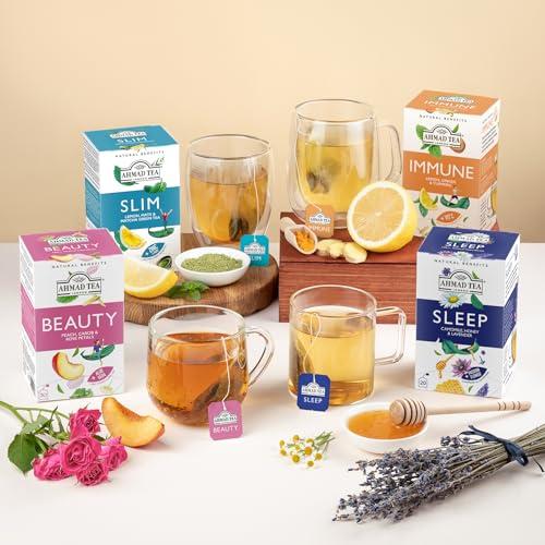 Ahmad Tea Ahmad Tea Natural Benefit Functional Tea Selection Pack | Green teas, Fruit & Herbal Infusions | Perfect herbal tea gift - 60 Teabag Sachets | 6 blends