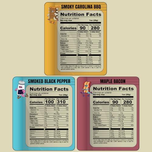 Louisville Vegan Jerky Louisville Vegan Jerky Co. Best Sellers 1 Variety Bundle Vegan Jerky 3 oz. 3 pack (Smoky Carolina BBQ, Smoked Black Pepper, Maple Bacon)