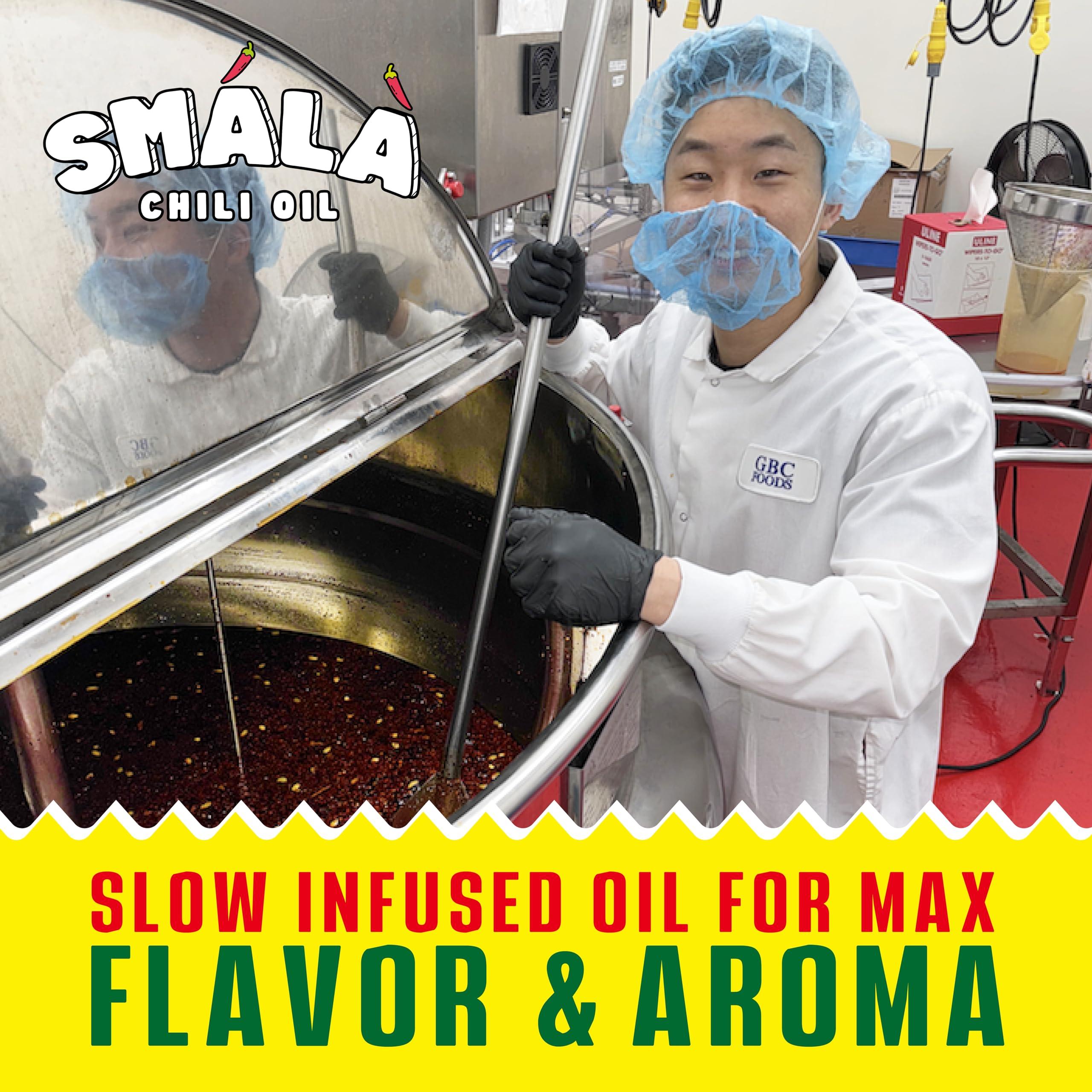 Smala Sauce Smala Chili Oil Sauce - Tingly, Spicy, Savory, Umami - Perfect For Pizza, Meat, Veggies, Ramen, Noodles, Dumplings - Garlic, Onion, Sichuan Pepper - Made In USA - Vegan, Gluten Free (6 oz - 1 Pack)