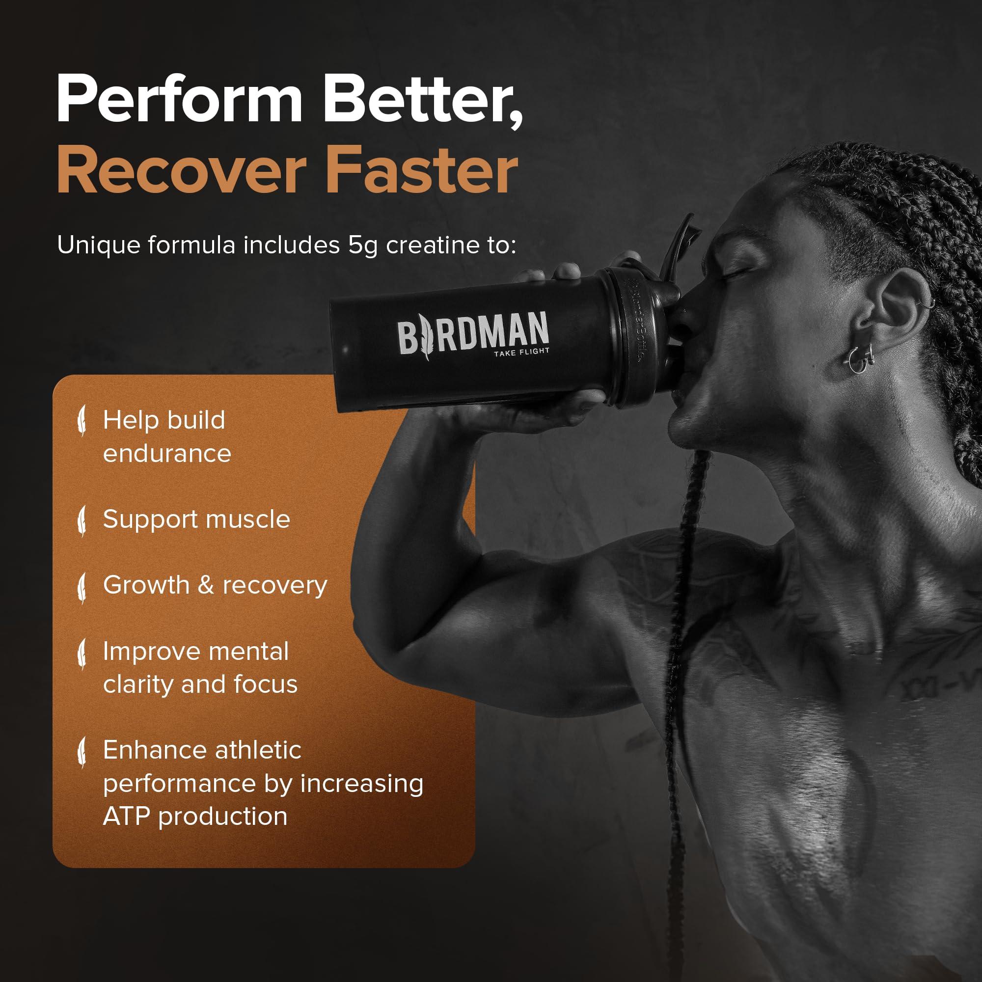 BIRDMAN Birdman Falcon Performance Vegan Protein Powder, 31g Protein, 5g Creatine, 5g BCAA, Probiotics, Electrolytes, Pre Workout, Low Carb, Sugar Free & Dairy Free, Plant Based Chocolate Protein -19 servings