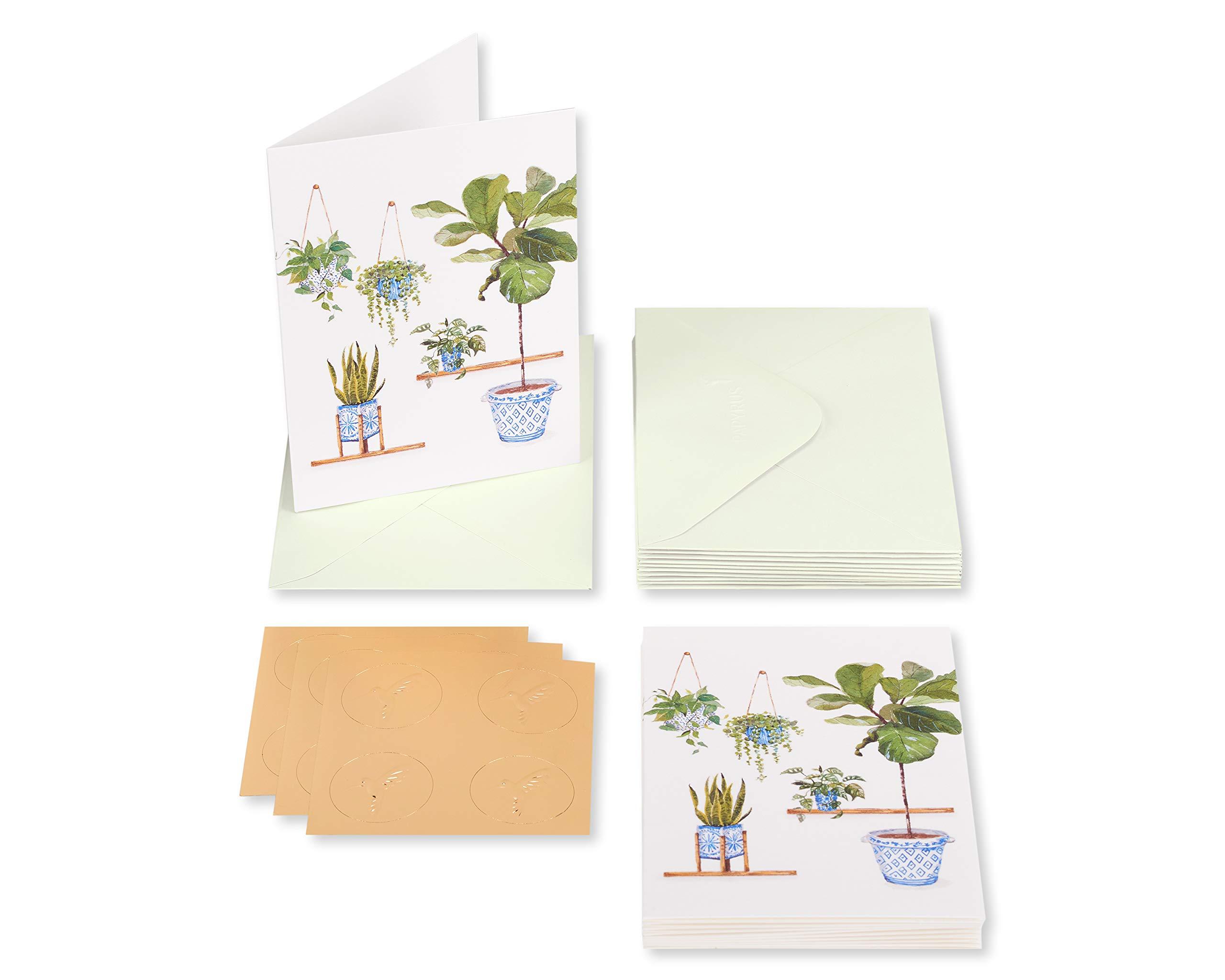 Papyrus Papyrus Blank Cards with Envelopes, Indoor Garden (14-Count)