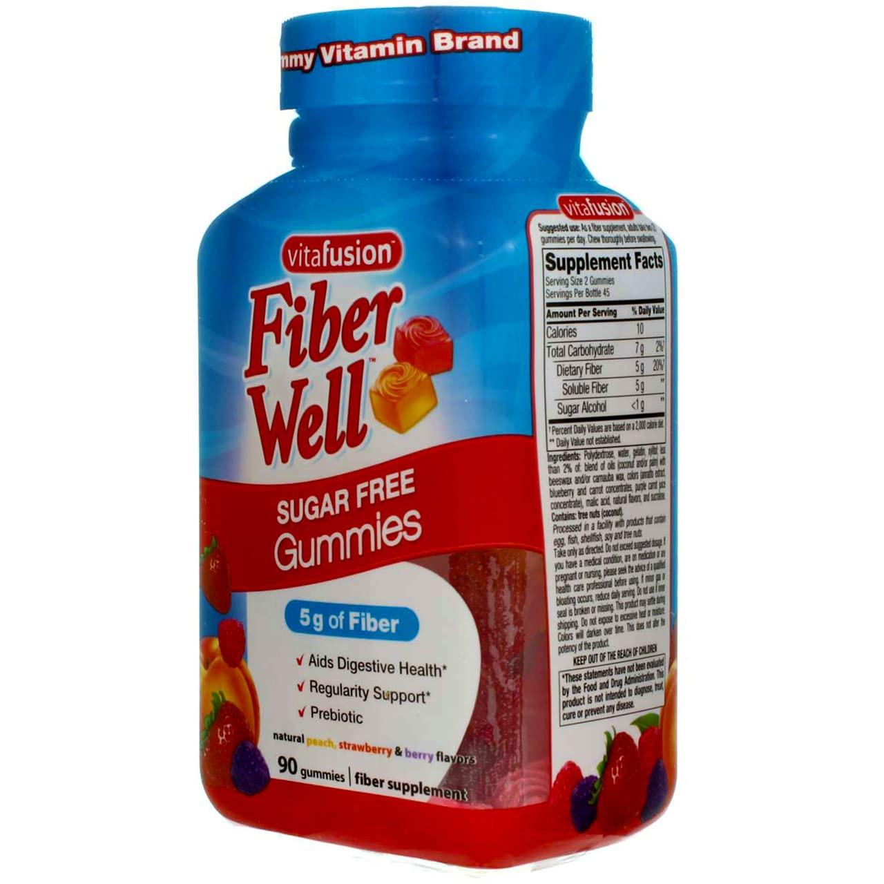 Vitafusion Vitafusion Fiber Gummies Fiber Supplement Peach, Strawberry and Blackberry Flavors 90 Each (Pack of 8)