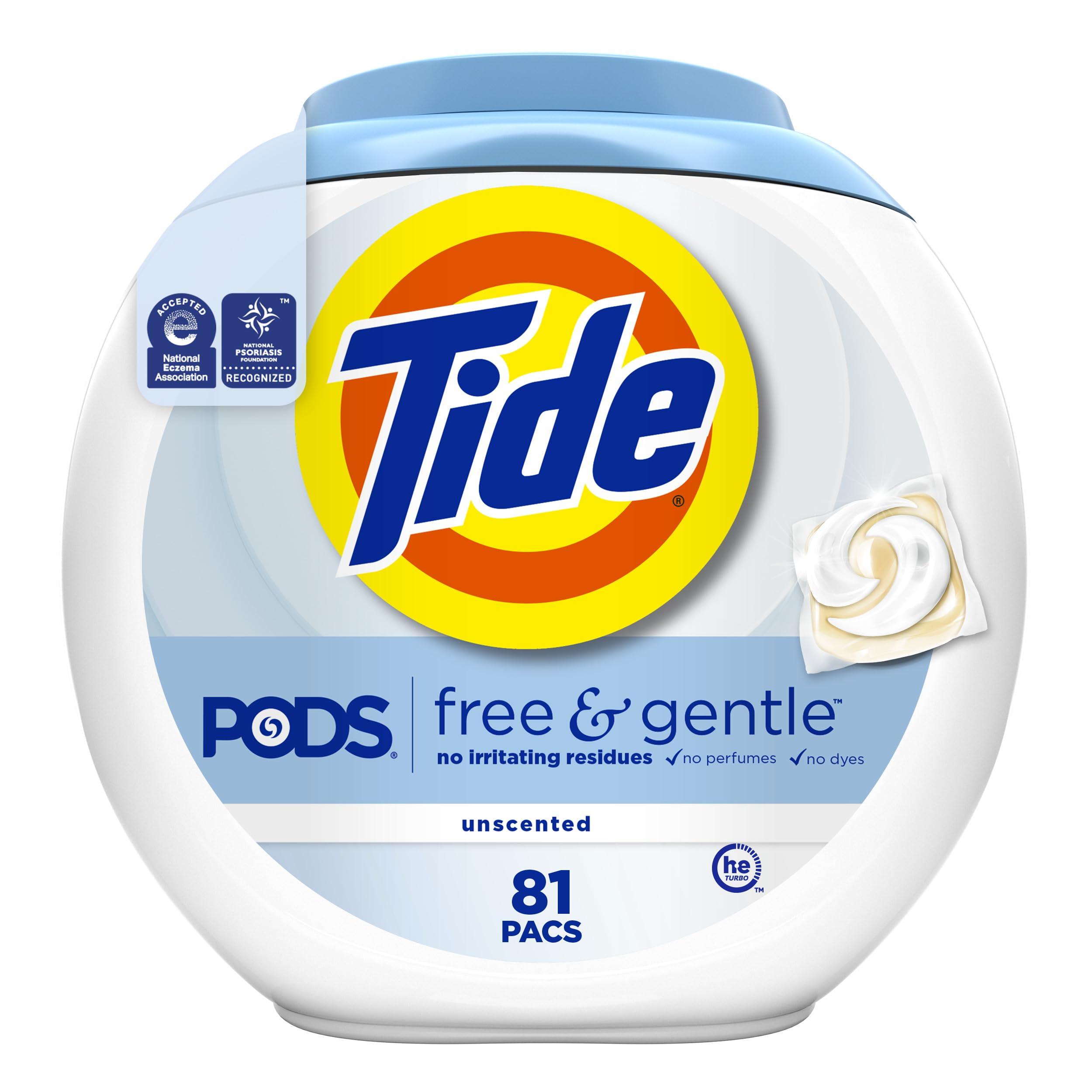 Tide Tide PODS Free & Gentle Laundry Detergent Soap Pacs, 81 Count, Tide PODS Laundry Detergent