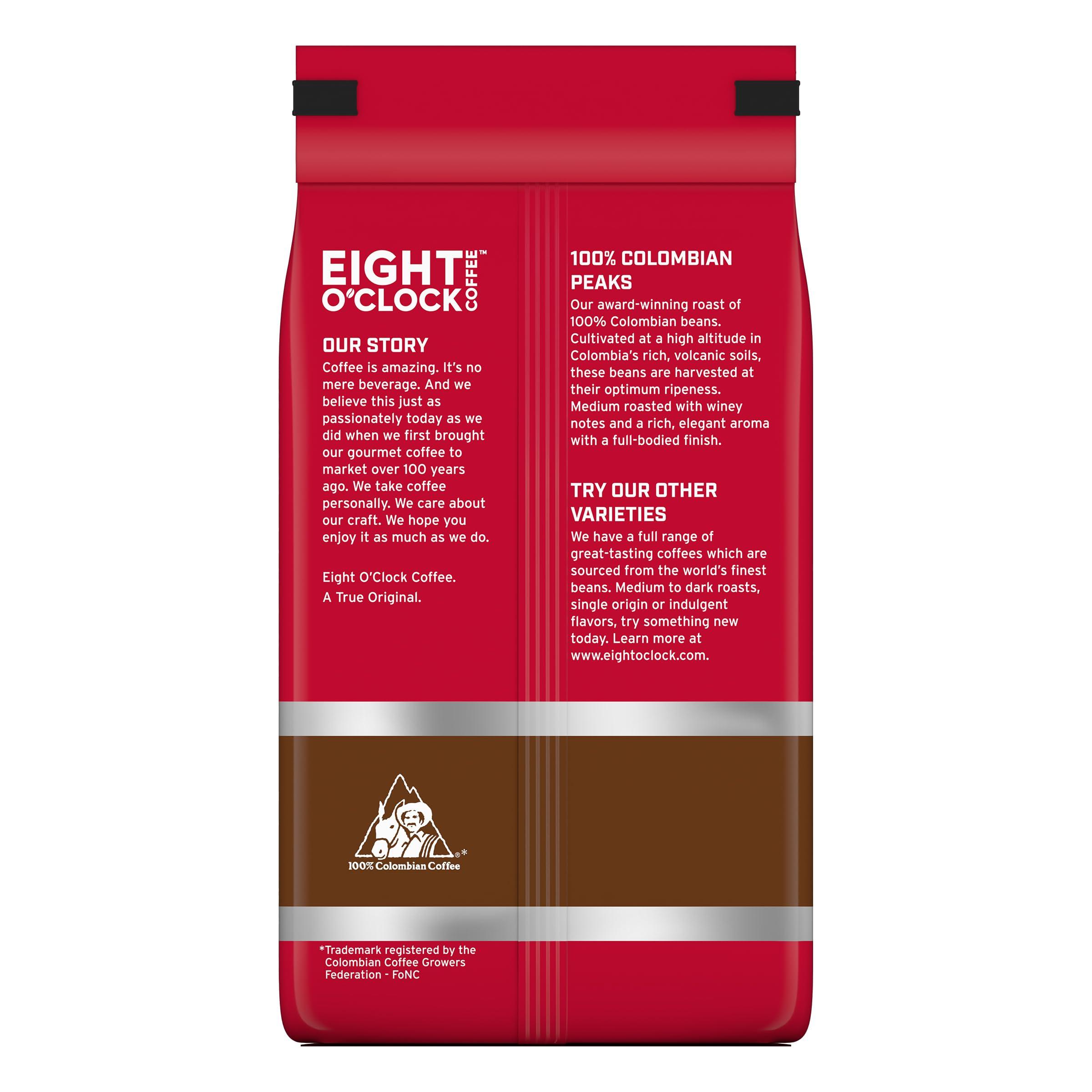 Eight O'Clock Coffee Eight O'Clock Coffee 100% Colombian Peaks, Medium Roast, Whole Bean Coffee, 20 Ounce, 100% Arabica, Kosher Certified