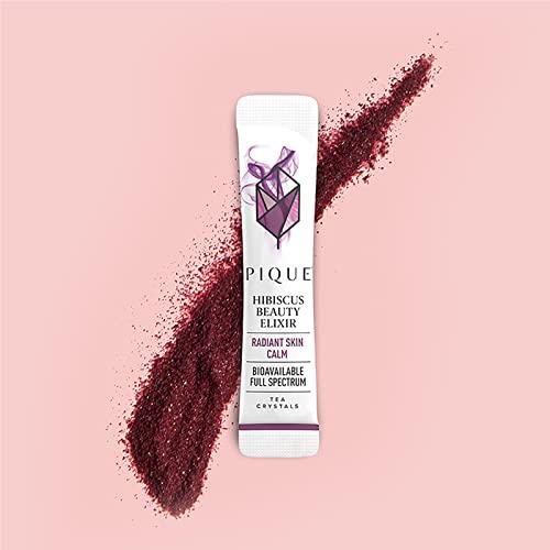 PIQUE Pique Organic Hibiscus Tea Crystals - Powerful Antioxidants and Caffeine-Free Herbal Tea, Real Egyptian Flower for Glowing Skin - 28 Single Serve Sticks (Pack of 2)