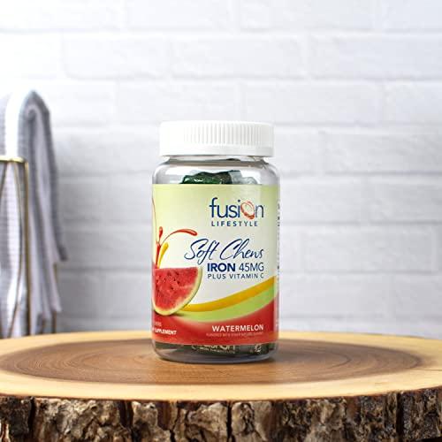 Fusion Lifestyle Fusion Lifestyle Iron Supplement for Women and Men, Watermelon Flavored Iron Soft Chew Plus Vitamin C for Iron Deficiency and Anemia, 1 Month Supply, 30 Count