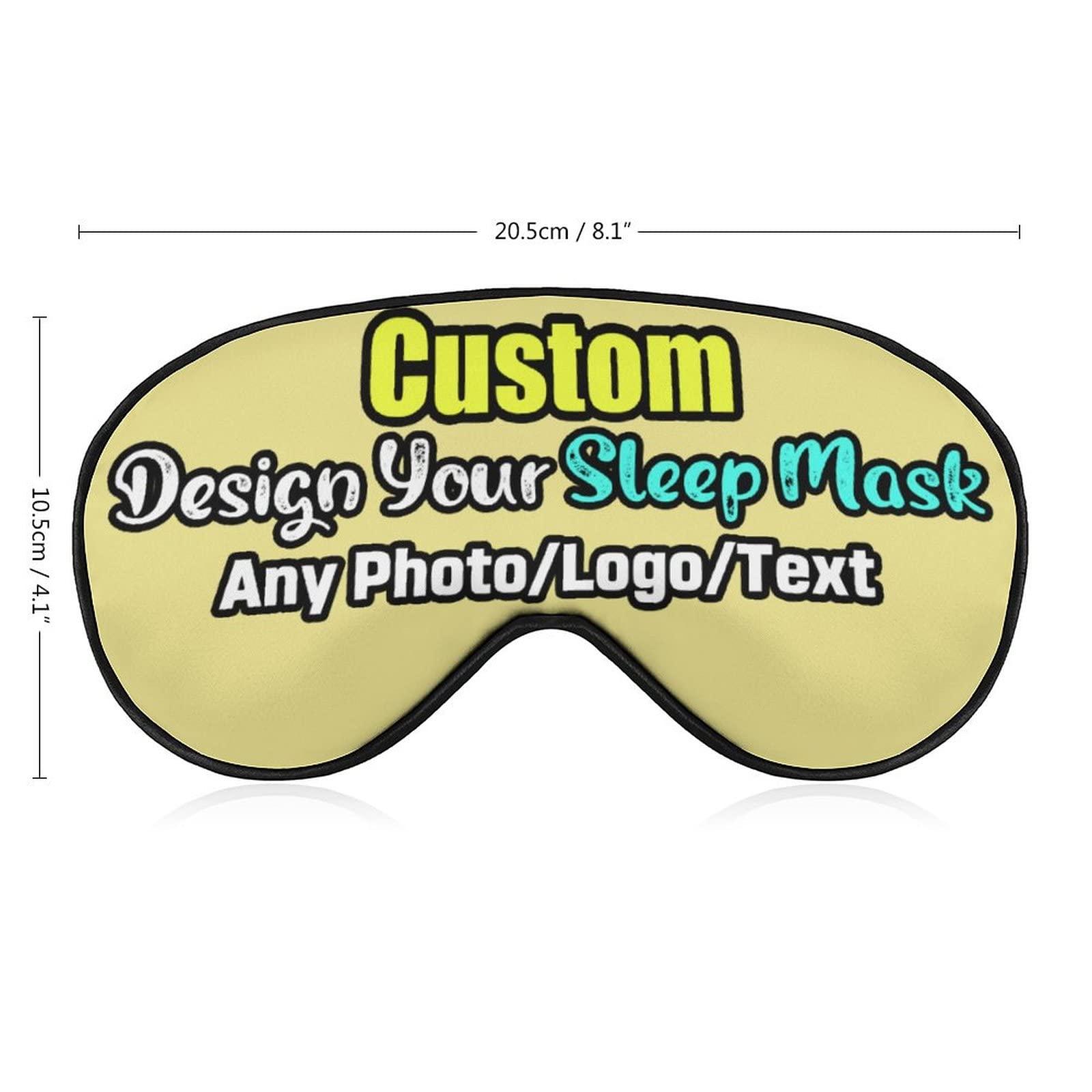 HXHX Personalized Sleep Mask - Custom Eye Mask Add Picture Logo or Text, Adjustable/Soft/Light Blocking, Design Your Own Customized Eye Mask for Kids Women Men Khaki Style17