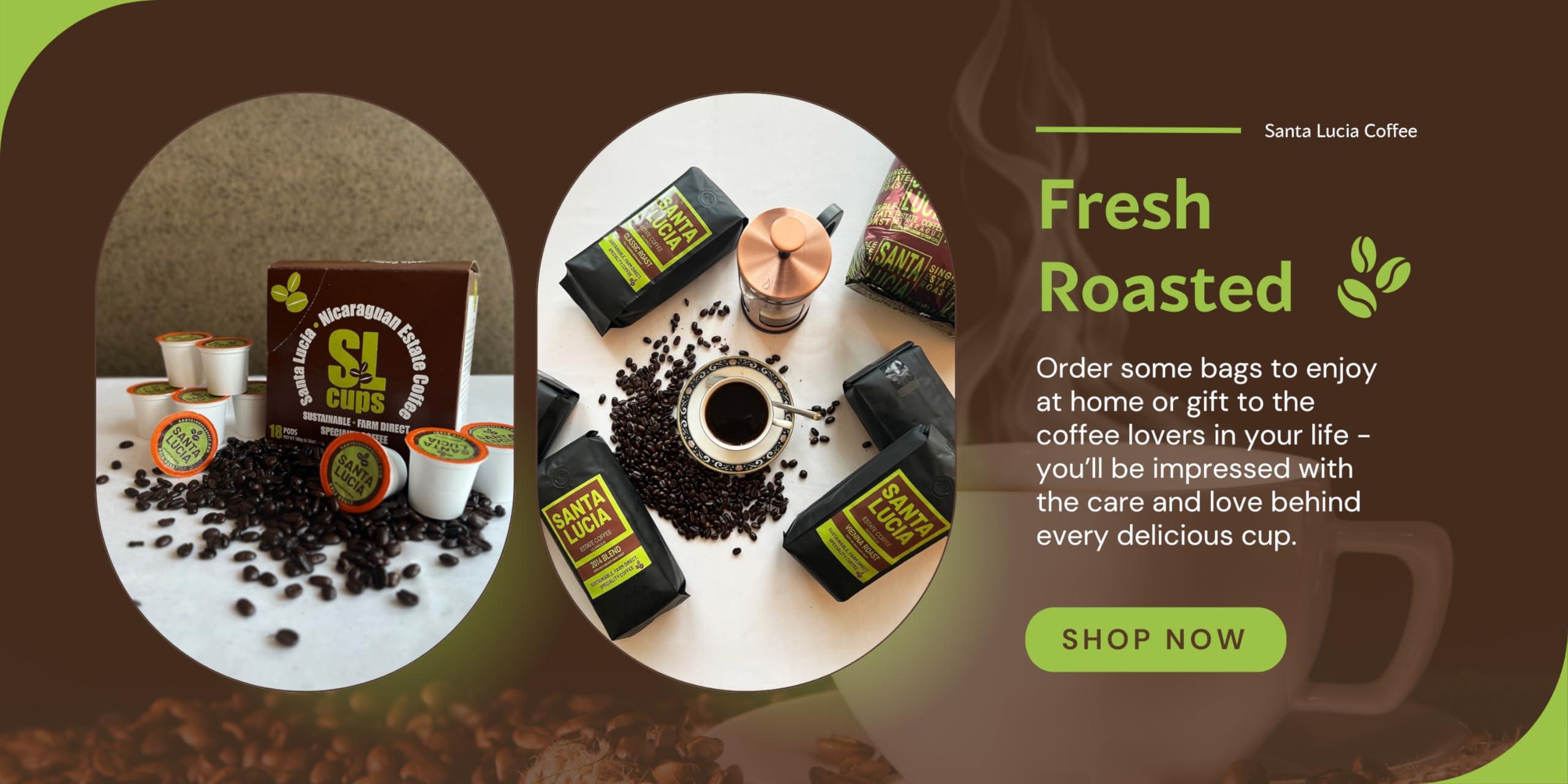 Santa Lucia Estate Coffee Santa Lucia Nicaraguan Specialty Coffee - Vienna Roast 3 Pounds (3-16oz Bags, Ground)