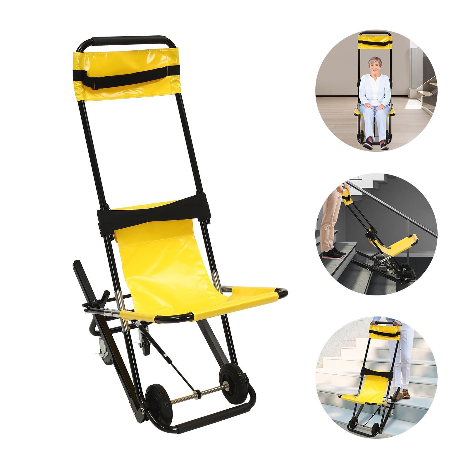 Oiveinya Folding Stair Chair Lift, Aluminium Alloy Chair Lift Stairs Elderly Stair Lifts Assist Devices with 4 Wheels, Portable Foldable Stair Chair Lift for The Seniors Injured Disabled, Load 350Lbs