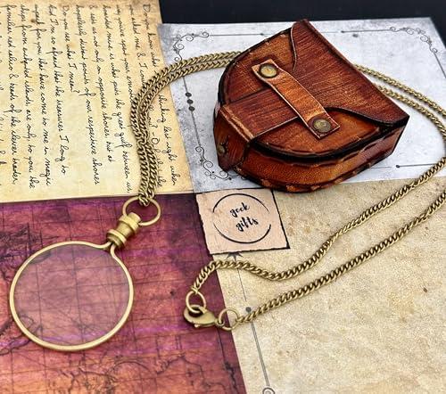 geekgifts Monocle Pocket Magnifying Glass with Leather Box, Magnifying Glass for Reading, Pocket Monocle Costume - Pocket Magnifiers 10x, Keepsake, Stocking Stuffer Gifts for Men Women