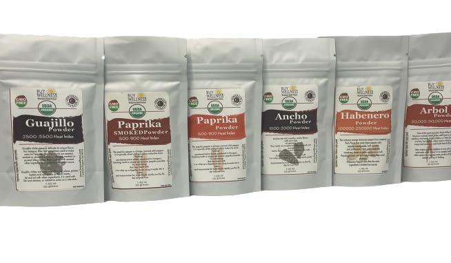 Buy Wellness Organic 6 Chilli Powder gift set Set Gourmet Curated USDA