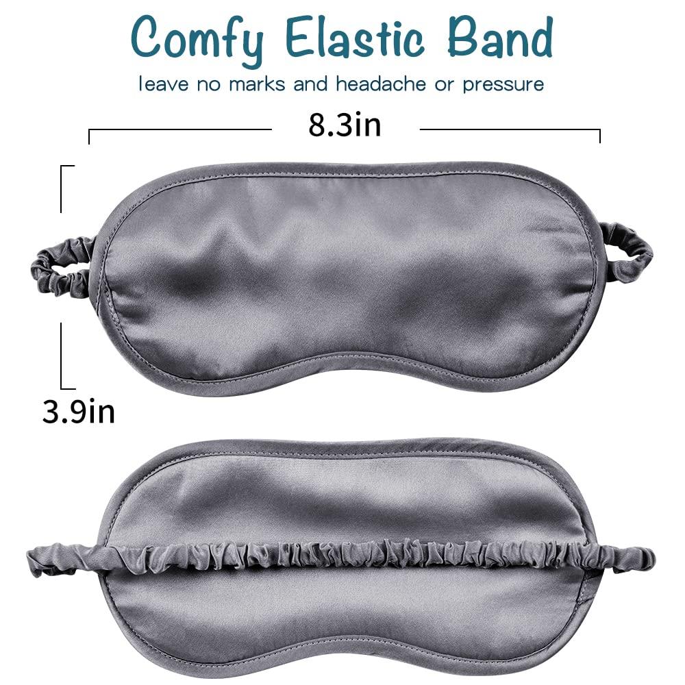 LULUSILK LULUSILK Mulberry Silk Sleep Eye Mask Blindfold with Elastic Strap Headband, Soft Eye Cover Eyeshade for Night Sleeping, Travel, Nap (Charcoal Gray)