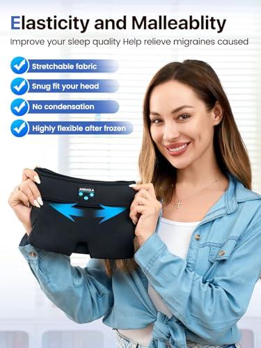 ANRUOLA Migraine Relief Cap with Bluetooth Headphones, Sleep Headphones, Wireless Headache Relief Cap, Soothing Headache Ice Pack Mask Products, Face Cold Compress Head Wrap for Tension, Stress & Sleep