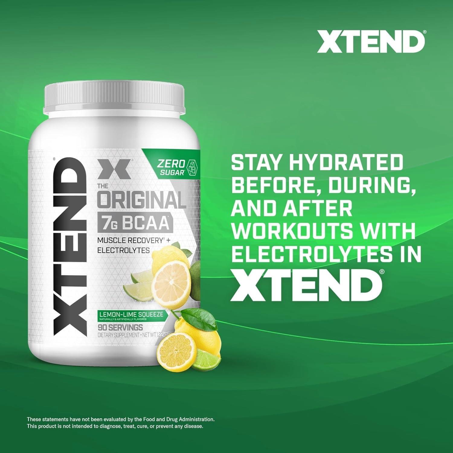 Xtend Xtend XTEND Original BCAA Powder 7g BCAA and 2.5g L-Glutamine, Sugar Free Post Workout Muscle Recovery Drink with Amino Acids for Men & Women, 90 Servings