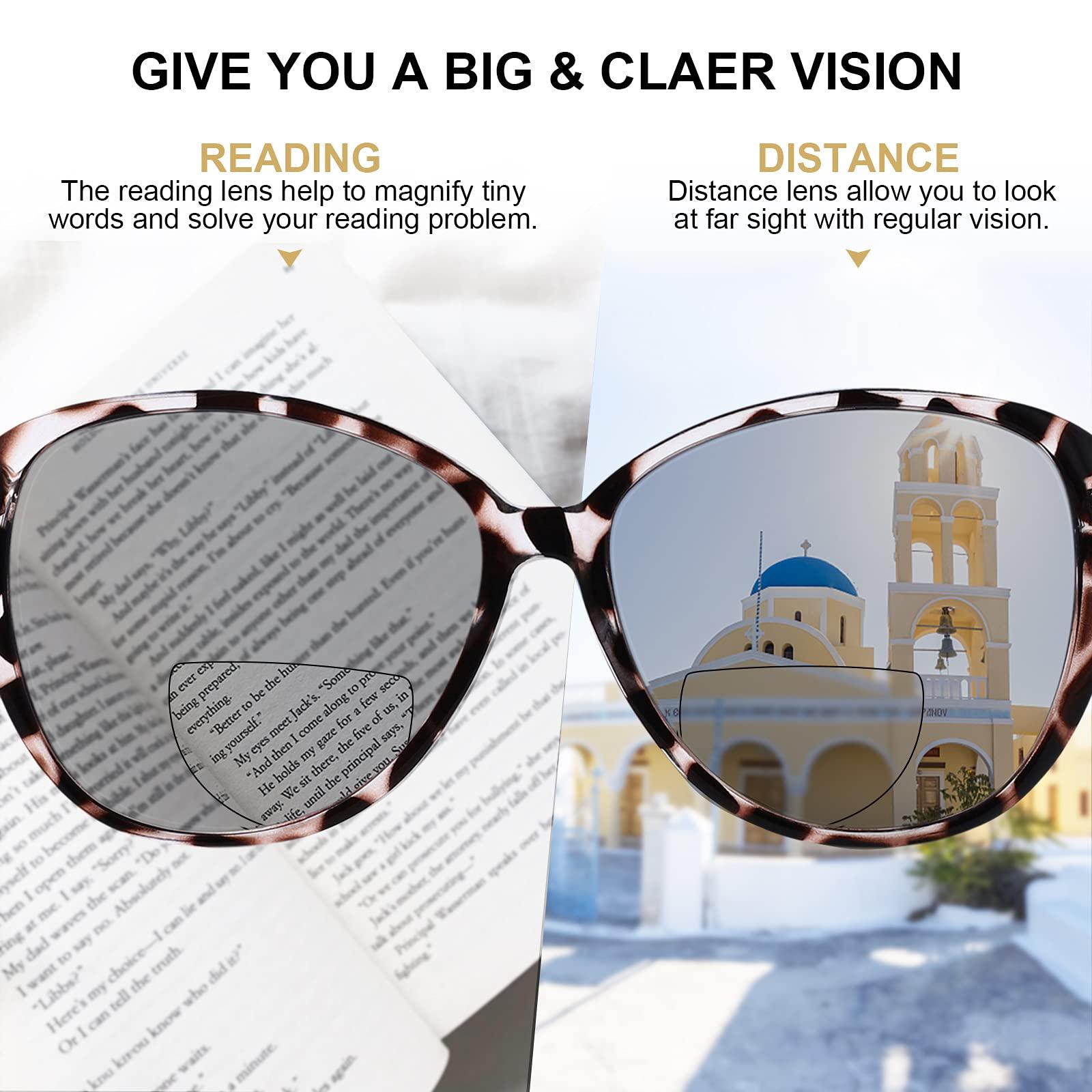 WEMOOTANTS WEMOOTANTS Stylish Bifocal Readers Sunglasses Women Sun Reading Glasses Outdoor UV Protection Blue Light Blocking 350 100 150 200 250 300 400 Tortoise