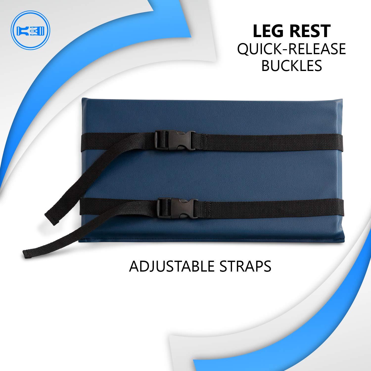 NYOrtho NYOrtho Wheelchair Leg Rest Cushioned Pad, 16x9 Inches - Premium Calf Pad with Wipe-Clean Vinyl Cover and Quick-Release Straps - Leg Support pad to Prevent Feet from Slipping Behind Footrests