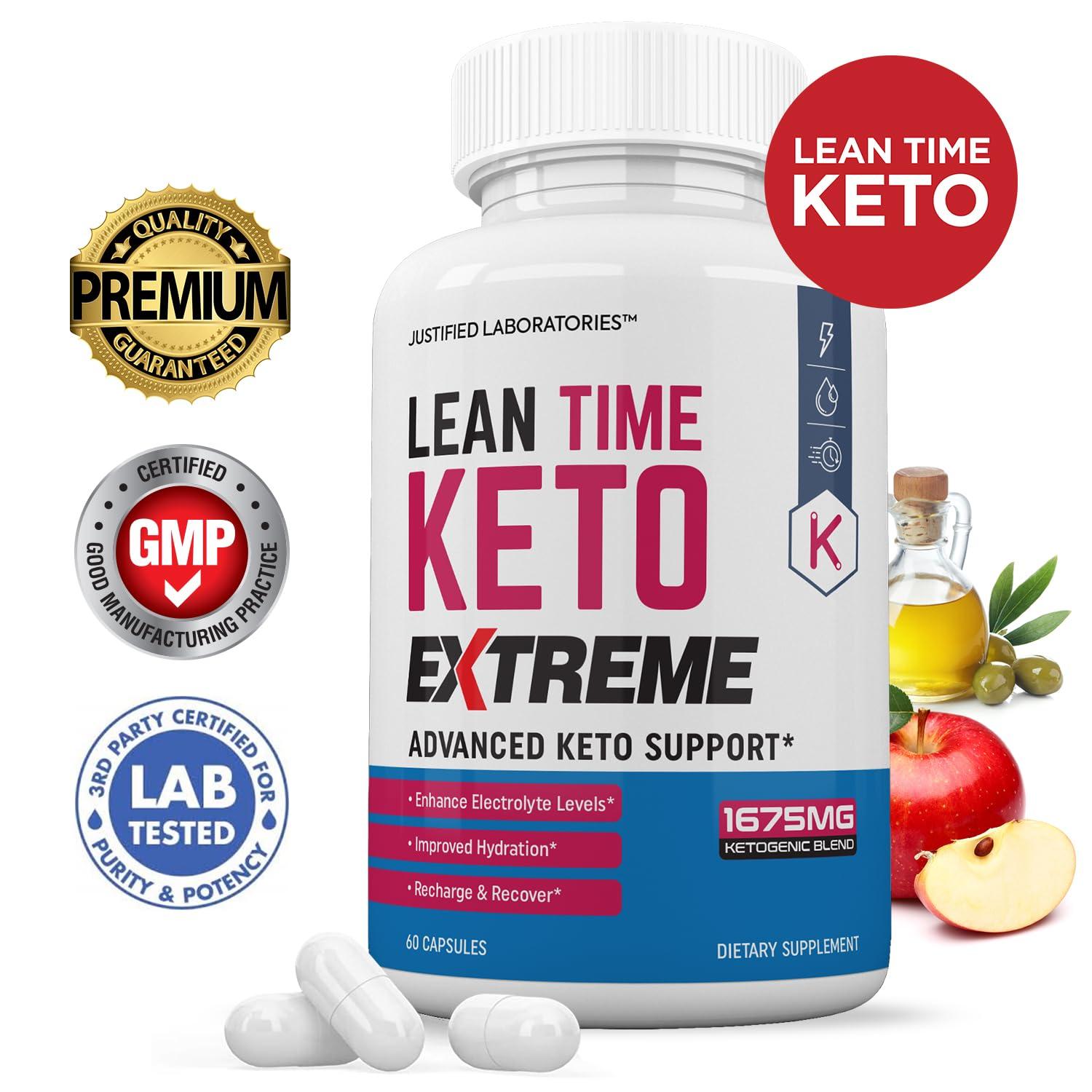 Justified Laboratories (3 Pack) Lean Time Keto Extreme Pills 1675MG New & Improved Formula Contains Apple Cider Vinegar Extra Virgin Olive Oil Powder Green Tea Leaf 180 Capsules