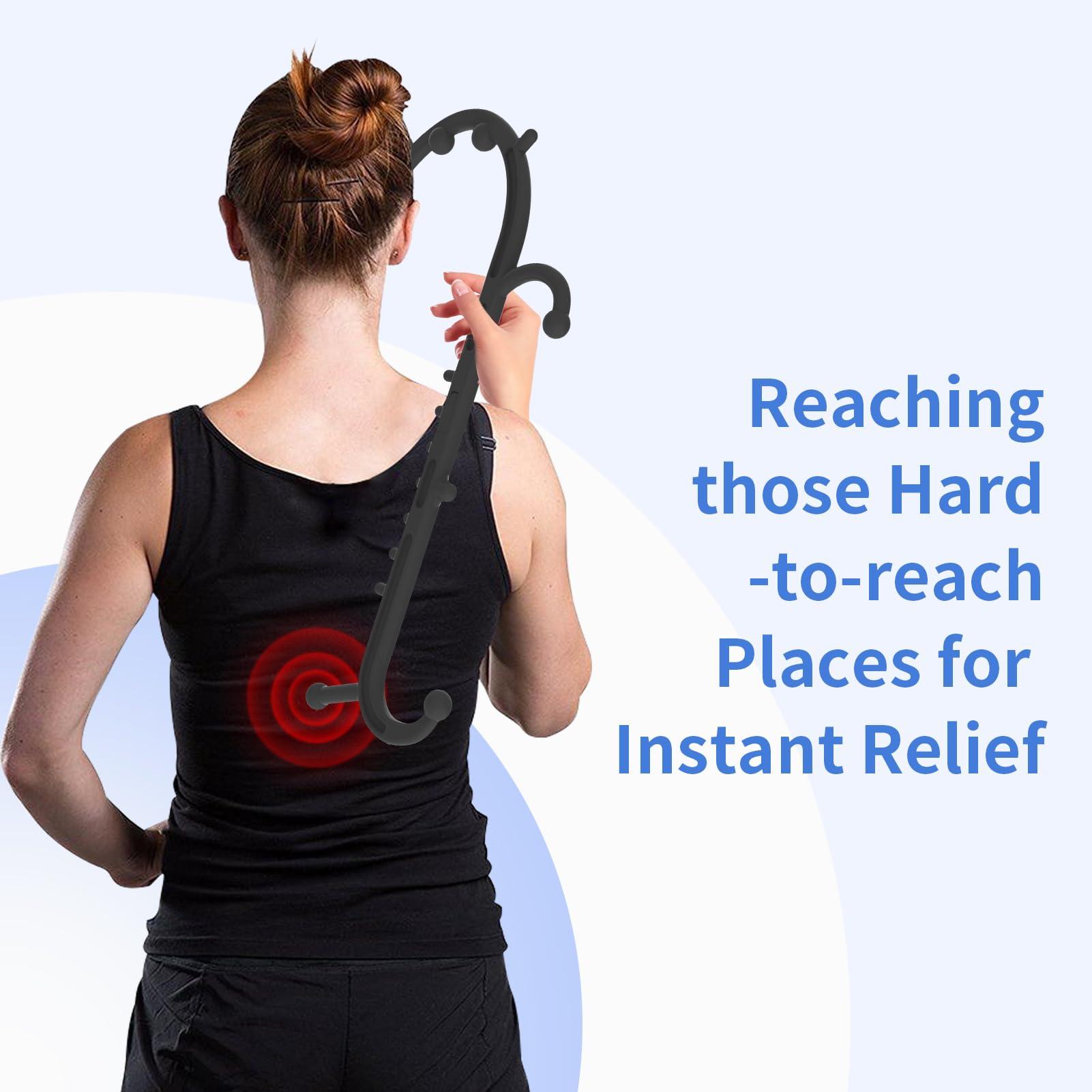 Cubetoou Cubetoou Back and Neck Massager for Pain Relief Deep Tissue, Upgraded Full Body Trigger Point Cane Massage Tools, Massage Stick Pressure Point Hook, Muscle Knot Remover Tool (Black)