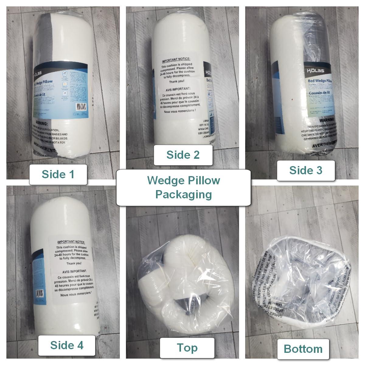 Klbs Kolbs Bed Wedge Pillow for Sleep Apnea, Sleeping Comfort, Relaxing, Acid Reflux, Heartburn and Back Pain Relief. Cushion for Sitting Up in Bed. Memory Foam Top, Chic Jacquard Washable Cover.