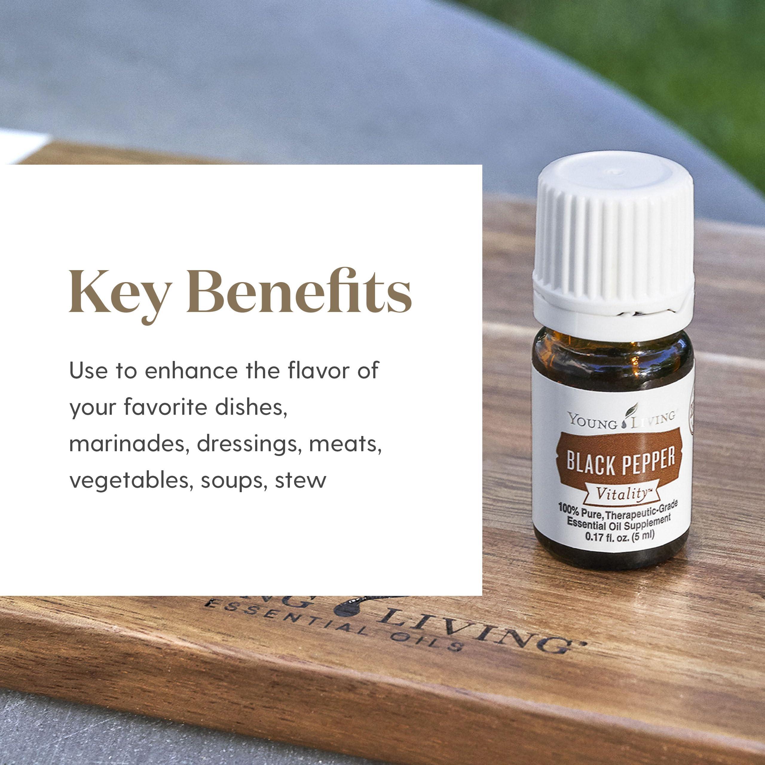 Young Living Young Living Black Pepper Vitality 5ml - Your Culinary Delights with Antioxidant Benefits, Digestive Wellness, and Spicy Flavor Enhancement - Perfect Food Seasoning for Cooking