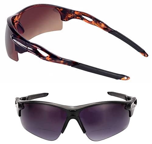 Mass Vision Mass Vision The Athlete Polarized Lightweight Sport Wrap Bifocal Reading Sunglasses for Men and Women (2 Pair Black/Tortoise, 3.0, multiplier_x)