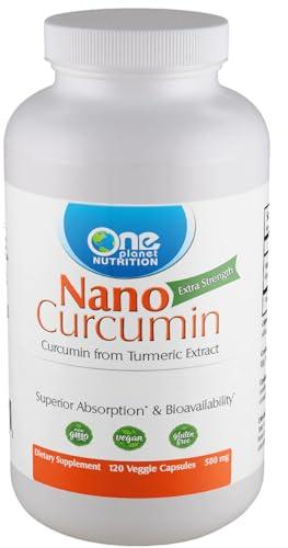 One Planet Nutrition One Planet Nutrition Nano Curcumin 500 mg Veggie Capsules (240 Servings), Family Size, Nano for High Absorption, Supports Anti-Inflammatory & Immune Health, Non-GMO, Vegan, Gluten-Free