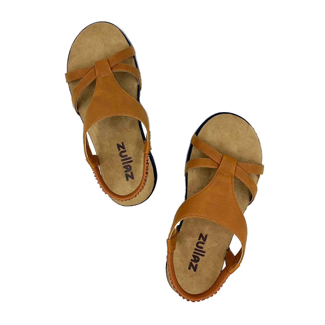 Zullaz Zullaz- Anna Orthotic Sandals for Women, Stylish & Elegant Comfortable with Biomechanical Arch Support - Beige, Size 6