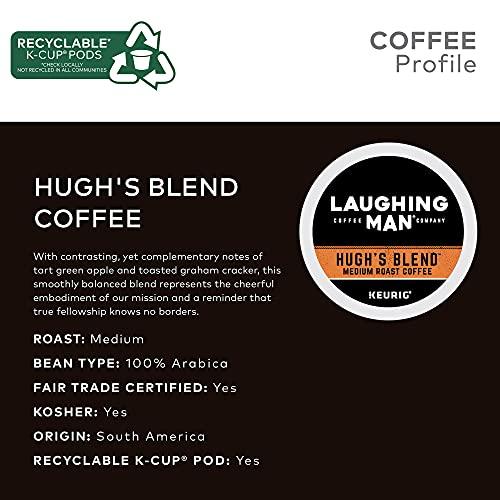 LAUGHING MAN Laughing Man Hughs Blend Keurig Recyclable K-Cup Coffee Pods, Single-Serve Fair Trade Medium Roast Arabica Coffee for use with Keurig Coffee Makers, 88 Count (4 Packs of 22)