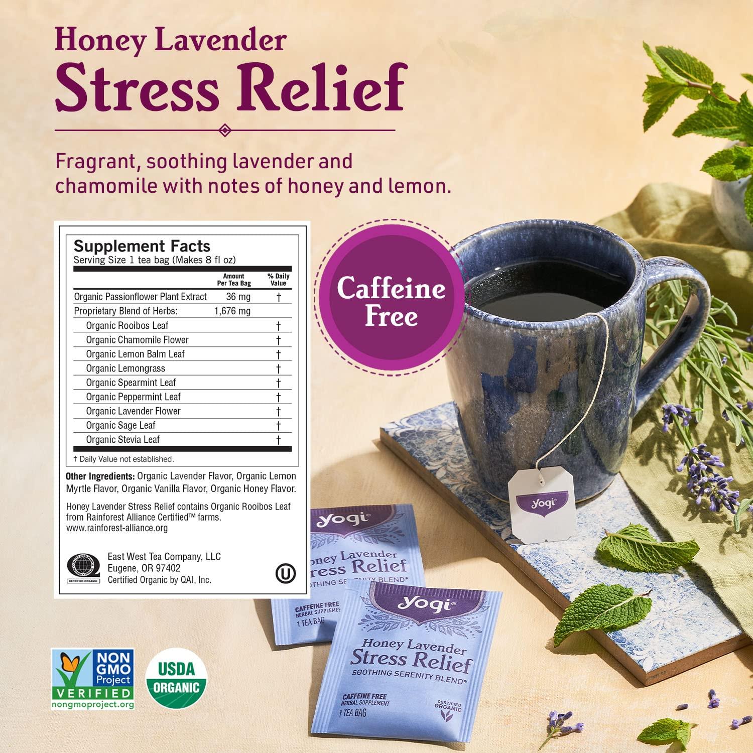 Yogi Yogi Tea Relaxation & Stress Relief Tea Variety Pack - 16 Tea Bags per Pack (3 Packs) - Relaxing Tea Sampler - Includes Honey Lavender Stress Relief Tea, Bedtime Tea & Comforting Chamomile Tea
