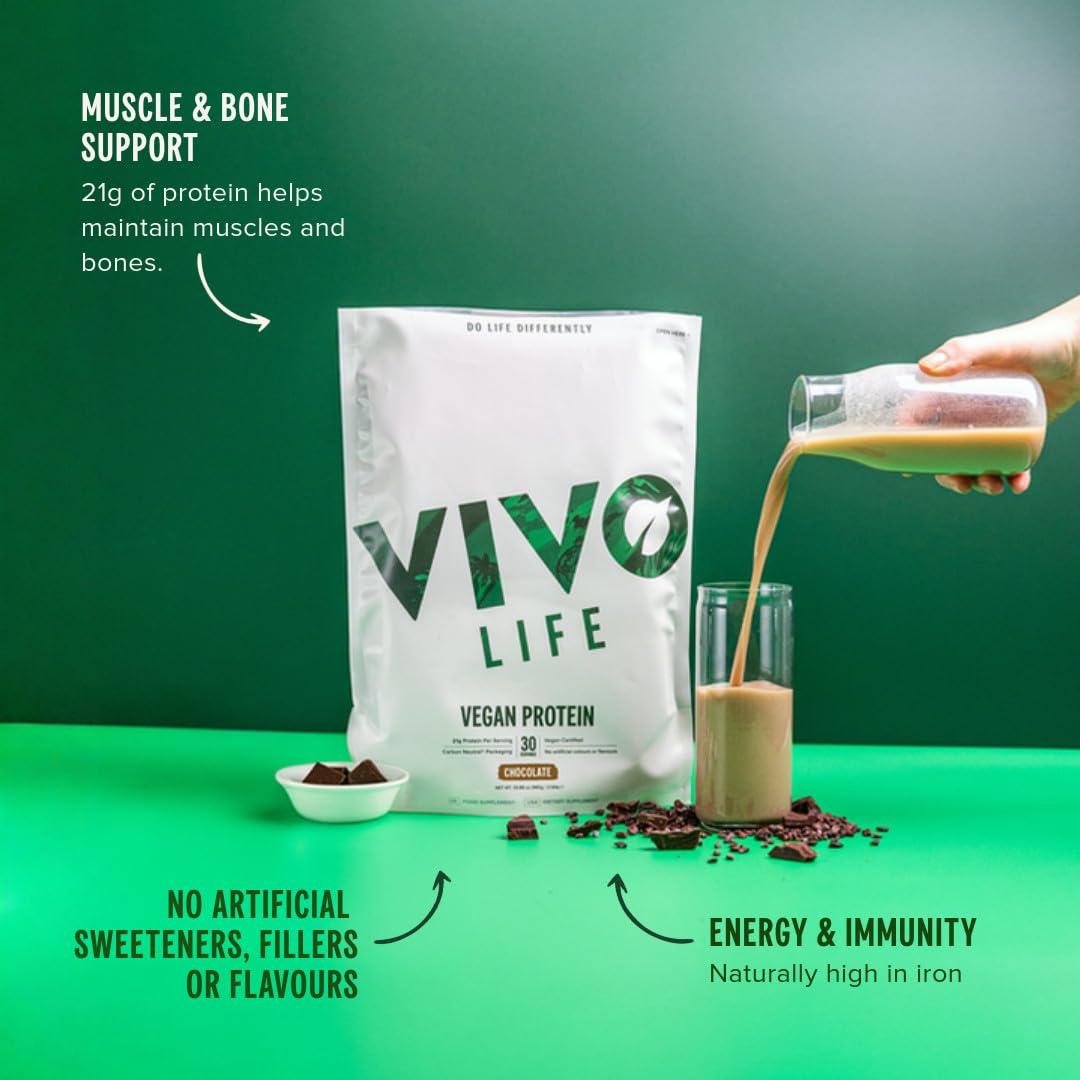 VIVO VIVO Vegan Protein Powder - 0.7 oz of Plant-Based Protein per Scoop, 30 Servings (31.7 oz) (Vanilla)