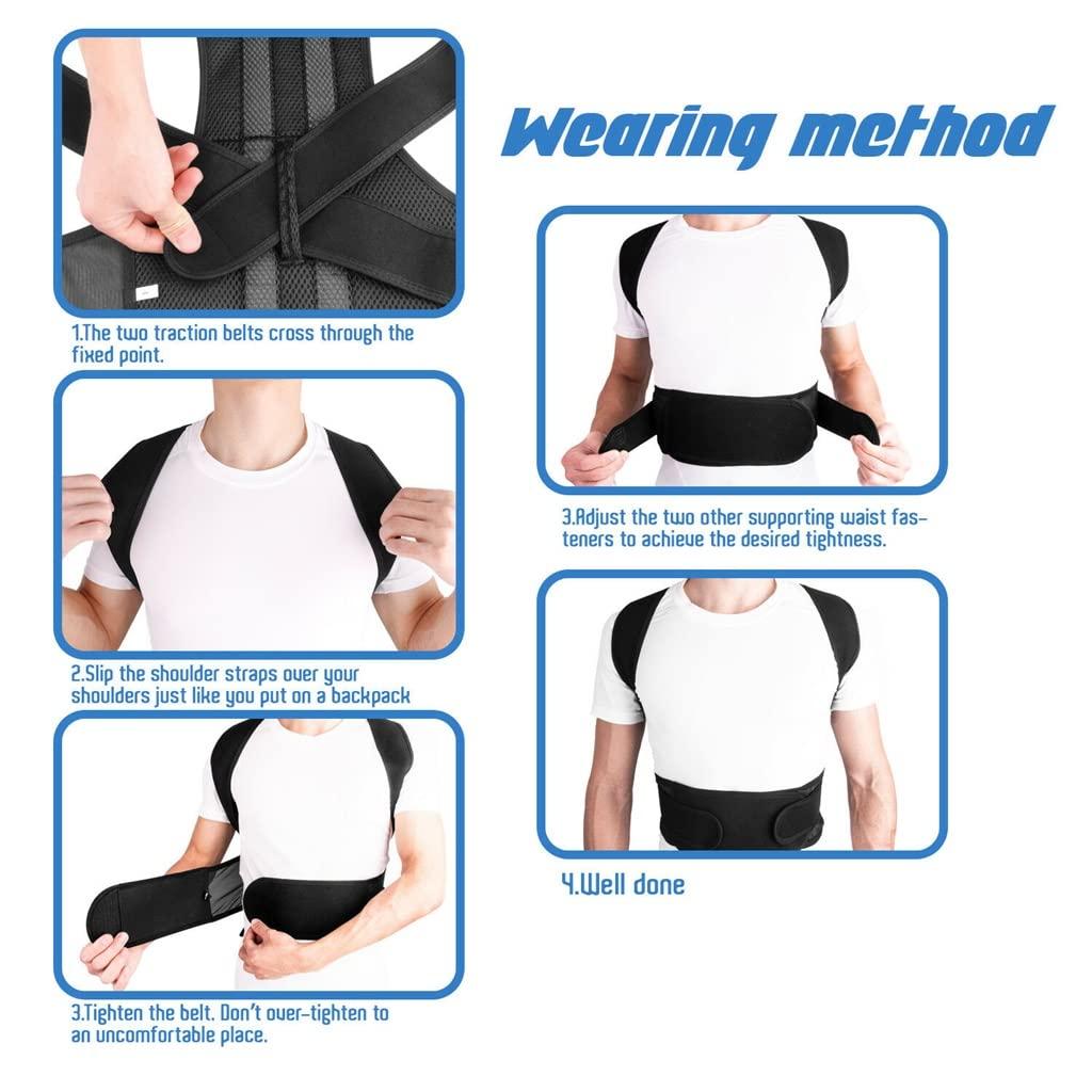 ENPAP ENPAP Adjustable Posture Corrector Back Support Shoulder Back Brace Posture Correction Spine Postural Fixer Tape (Color : D, Size : L Code)