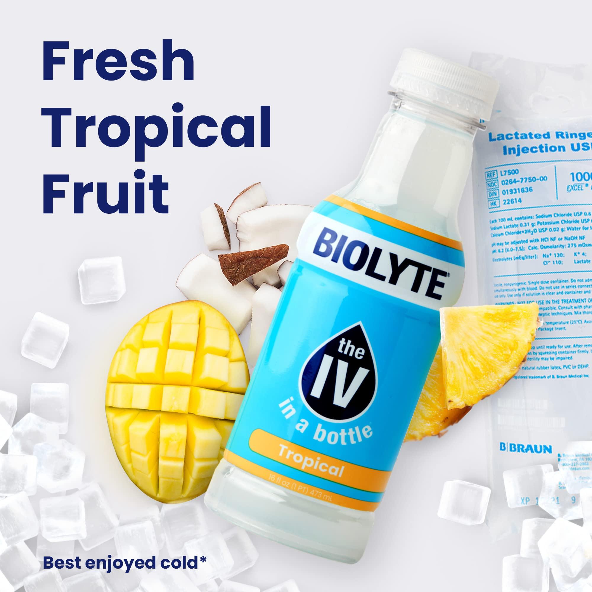 BIOLYTE BIOLYTE Electrolyte Drink - IV in a Bottle Electrolyte Drink for Rapid Hydration - Tropical, 12-Pack