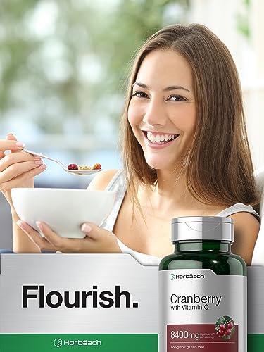 Horbach Horbach Cranberry Pills with Vitamin C | 8400mg | 200 Softgels | Concentrate Extract Supplement | Non-GMO, Gluten Free