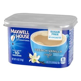 MAXWELL HOUSE Maxwell House International French Vanilla Sugar Free Cafe Beverage Mix 4 oz Canisters, Pack of 4