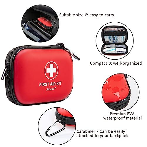Atickyaid Mini First Aid Kit - 120 Piece Small Waterproof Hard Shell Medical Kit for Car, Home, Office, Travel, Camping, Sports, Outdoor, School - Emergency First Aid Supplies and Survival Kit