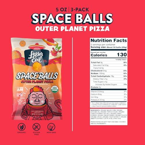 Lesserevil LesserEvil Outer Planet Pizza Space Balls, Premium Quality, Minimally Processed, No Vegetable Oil, 5 oz, Pack of 3