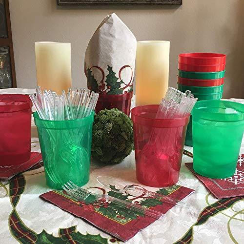 Rolling Sands Rolling Sands 16 oz. Reusable Plastic Stadium Cups, 8 Pack, Made in USA, BPA-Free Dishwasher Safe Tumblers,Translucent Blue