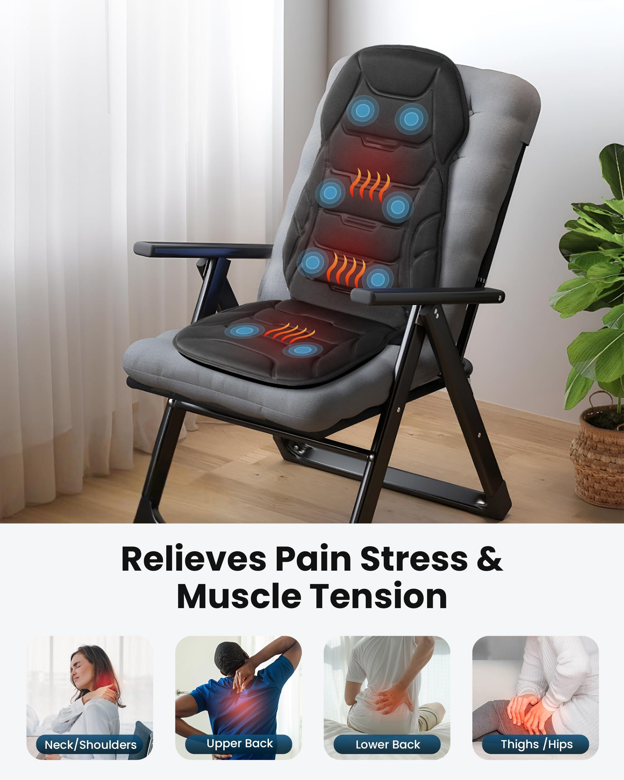 COMFIER COMFIER Back Massager with Heat, Vibration Massage Seat Cushion with 8 Massage Nodes & 5 Modes, Adjustable Chair Massage Pad for Home Office, Heated Chair Pad,Gifts for Him Her