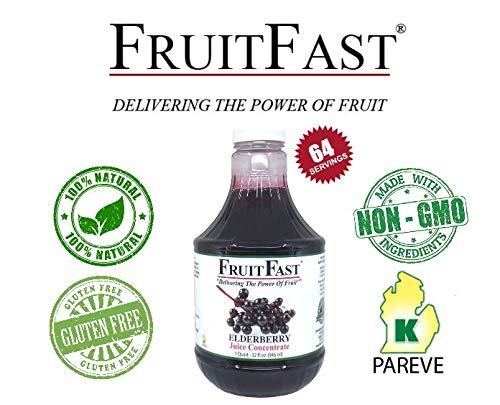FruitFast Unsweetened Pure Elderberry Juice Concentrate (32 fl. oz.) by FruitFast - Brownwood Acres | Non GMO, Gluten and BPA Free, All Natural Juice Extract - Promotes Healthy Immune Function* 64 Servings