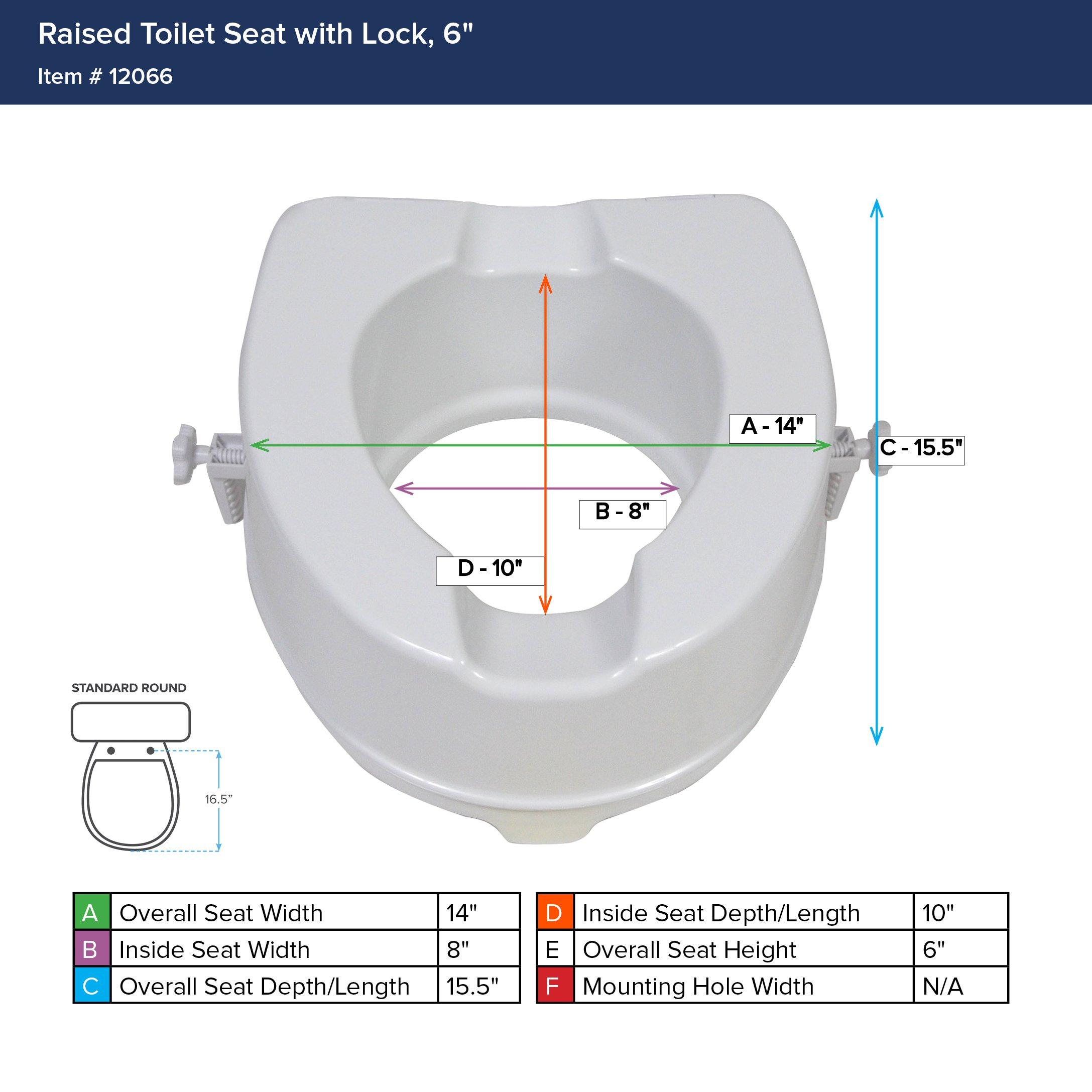 Drive Medical Drive Medical 12066 Premium Raised Toilet Seat, Standard Seat, White
