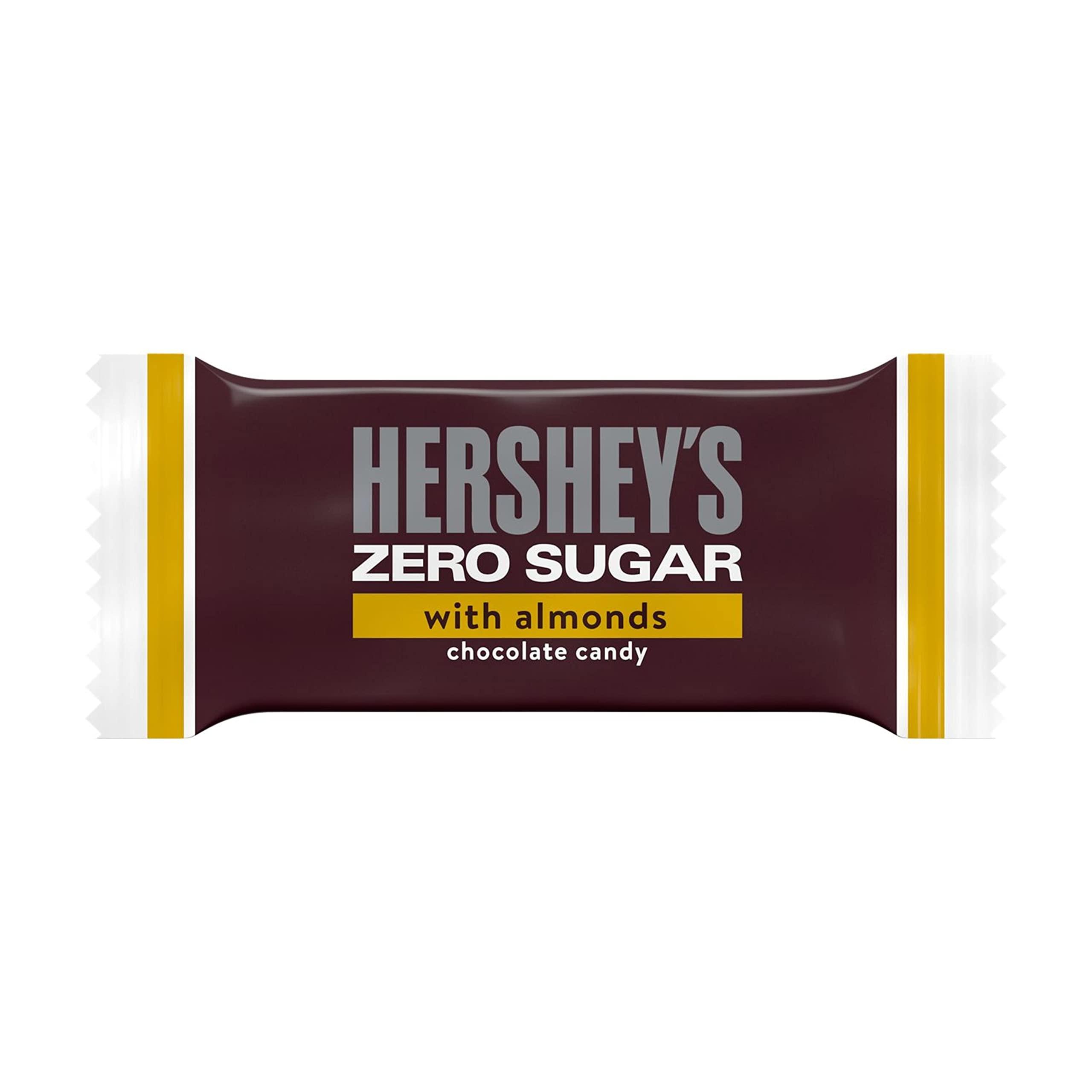 HERSHEY'S HERSHEY'S Zero Sugar Chocolate with Almonds Candy Bars, Individually Wrapped, Aspartame Free, 5.1 oz Bag