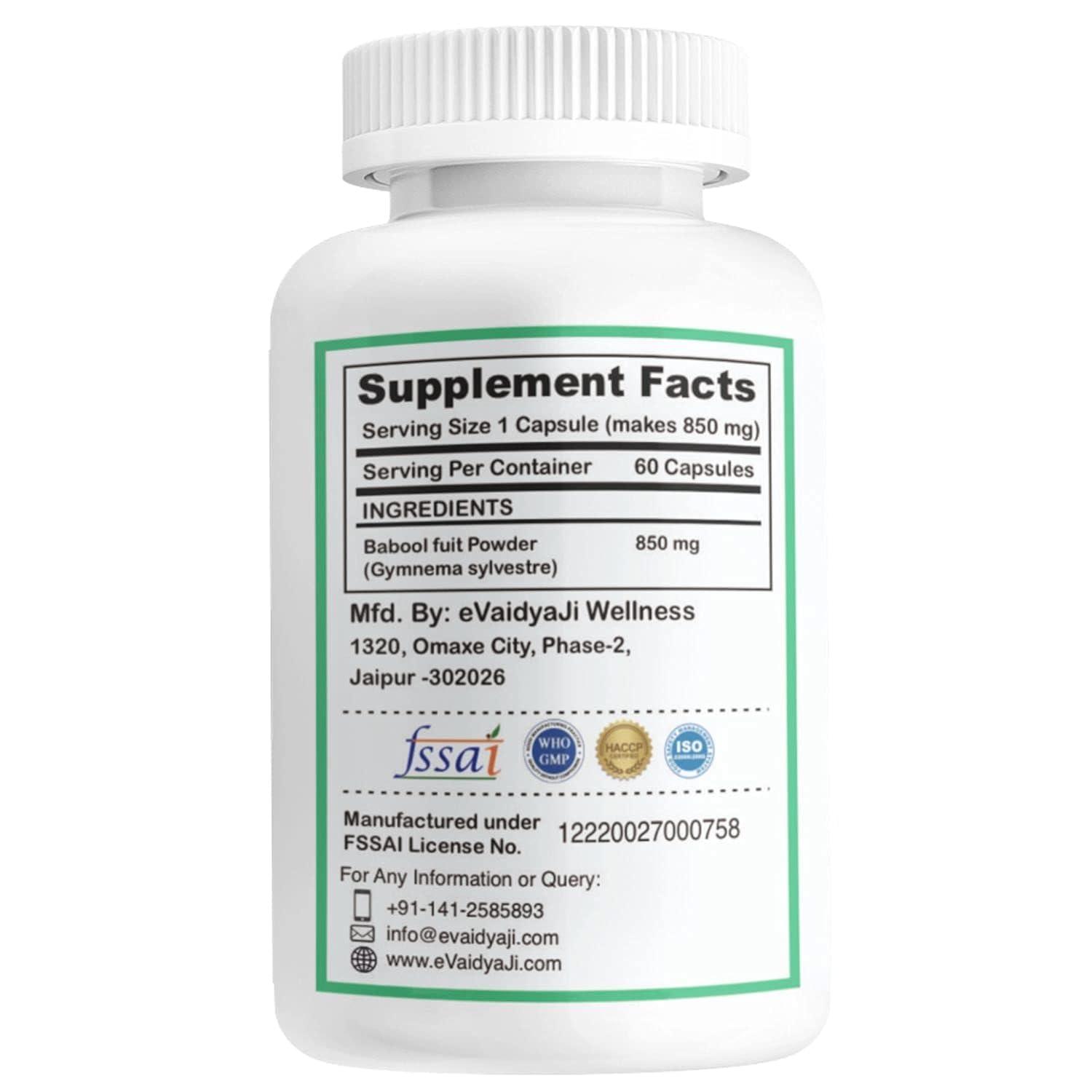 sewi78 Gudmar Capsules, Gymnema Sylvester,Controls Madhu Level & Improves 850 Mg (60 Vegetarian Capsules)